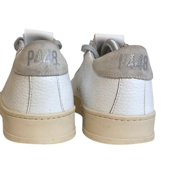 P448 Jack Lace Up Closure Women’s EU 39 US 8 Leather Sneaker White & Gray Italy - Picture 11 of 16